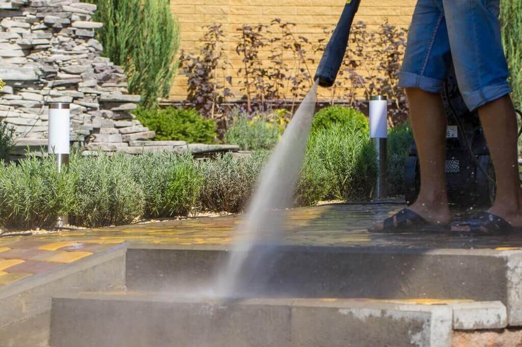 Pool Surrounding Cleaning Service With Pressure Washer